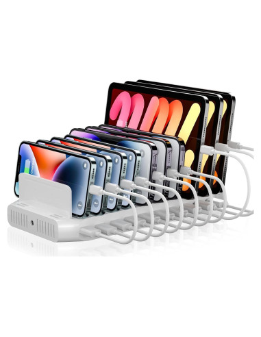 Estación de Carga USB Alxum 10 Puertos 60W Blanca