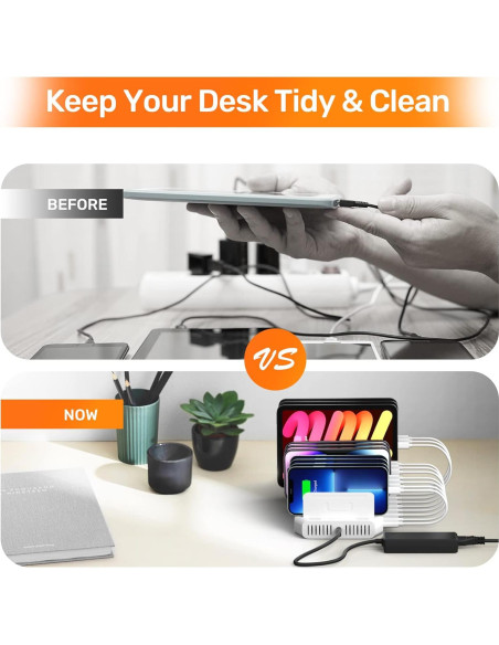 Estación de Carga USB Alxum 10 Puertos 60W Blanca