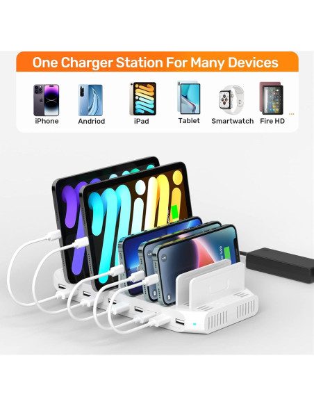 Estación de Carga USB Alxum 10 Puertos 60W Blanca