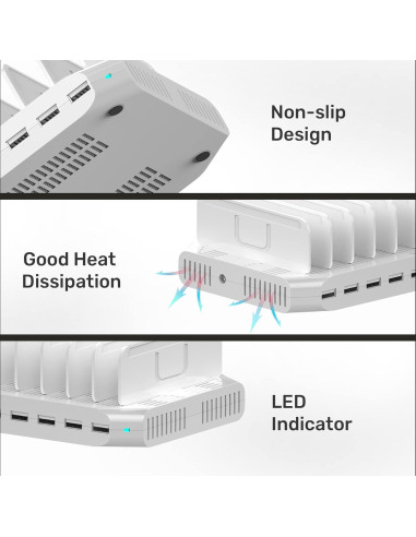 Estación de Carga USB Alxum 10 Puertos 60W Blanca