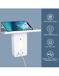 Extensor de Enchufe de Pared E-Macht con Luz Nocturna y USB 2