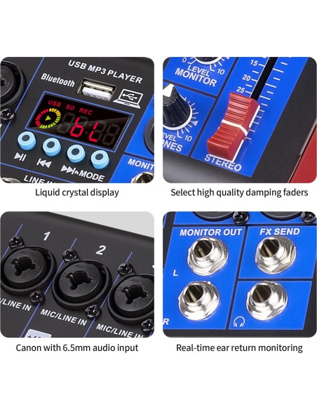 Mezclador de Grabación D Debra SI-4UX con 99 Efectos DSP