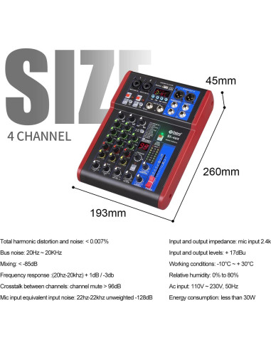 Mezclador de Grabación D Debra SI-4UX con 99 Efectos DSP