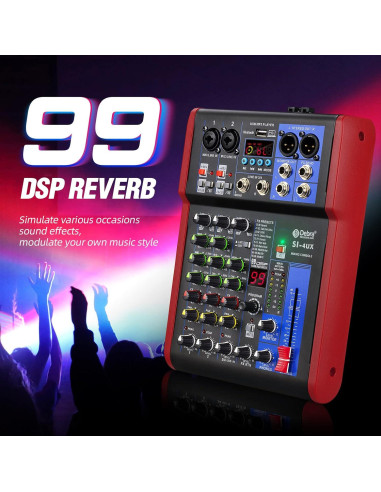 Mezclador de Grabación D Debra SI-4UX con 99 Efectos DSP