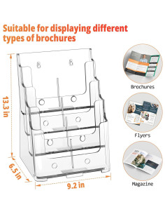 Soporte de Folletos Acrílico 4 Niveles FUCDTEFC 8.5x11 A4 2