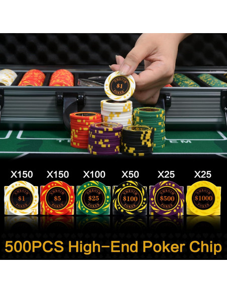 Juego de Fichas de Póker Nmroim 500 Piezas Arcilla