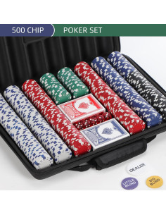 Juego de Fichas de Póker LUOBAO 500 Pcs 39mm con Bolsa 2