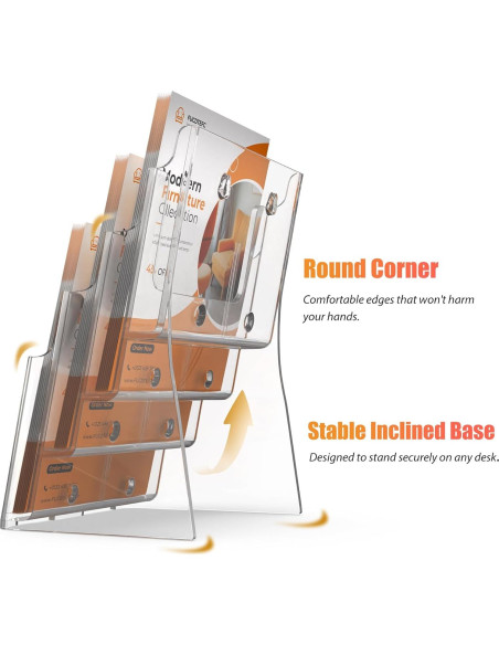 Soporte de Folletos Acrílico 4 Niveles FUCDTEFC 8.5x11 A4