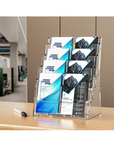 Soporte de Folletos Acrílico 4 Niveles FUCDTEFC 8.5x11 A4