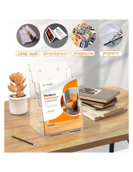 Soporte de Folletos Acrílico 4 Niveles FUCDTEFC 8.5x11 A4