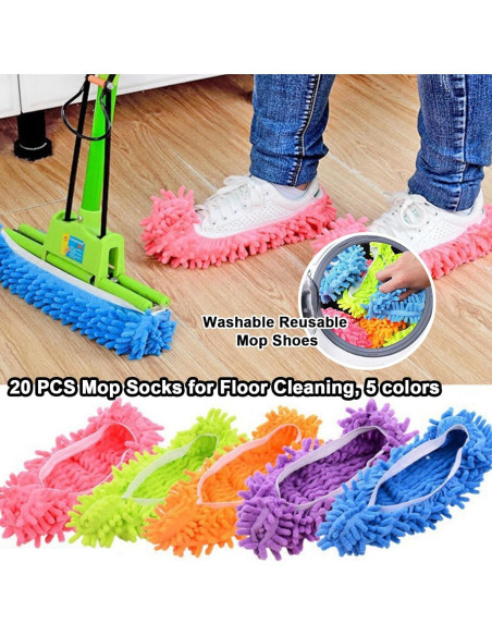 20 Piezas Zapatillas de Mopa Reutilizables Microfibra Chenilla