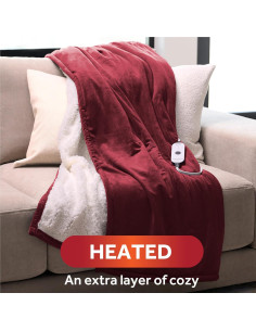 Manta Térmica Sunbeam Royal Mink Sherpa Cabernet 127x152 cm 2