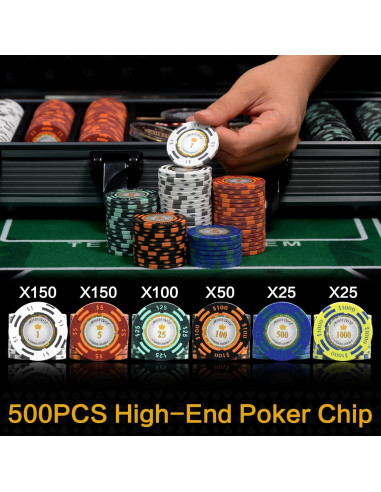 Conjunto de Fichas de Póker Nmroim 500 Pcs Arcilla 14g