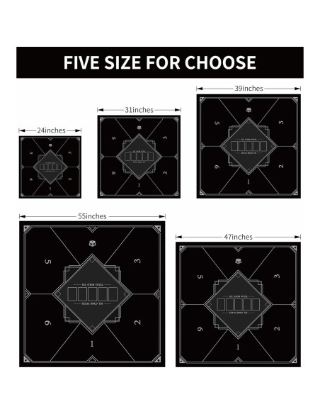 Tapete de Poker Nuveti 60x60 cm Antideslizante para 6 Jugadores