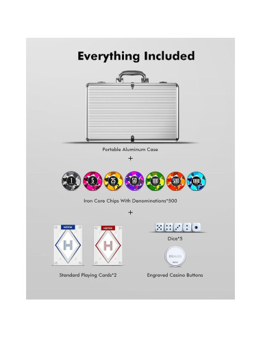 Set de Fichas de Póker 500pcs HEITOK con Estuche