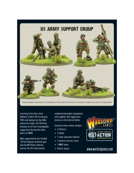 Miniaturas de Metal Warlord Games - Grupo de Apoyo EE. UU. 28mm