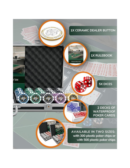 Set de Póker Christopher con 500 Fichas de Plástico