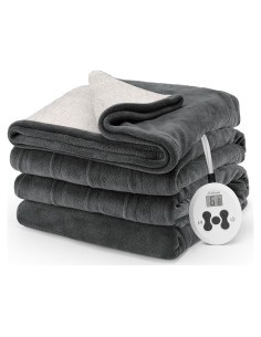 Manta Térmica Sunbeam Royal Luxe Sherpa Individual Gris