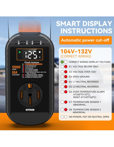 Protector de Sobretensión Hotrose 50A con Pantalla LED