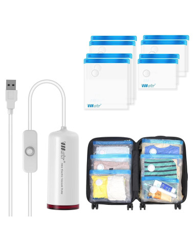Bolsas de Almacenamiento al Vacío VMSTR con Bomba USB - 8 Piezas
