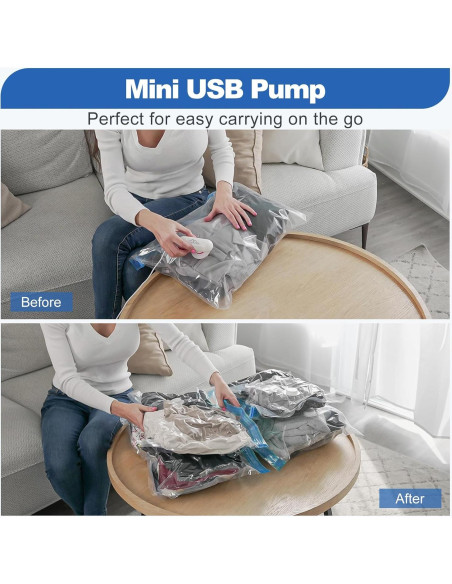 Bolsas de Almacenamiento al Vacío VMSTR con Bomba USB - 8 Piezas Bolsas de Almacenamiento al Vacío VMSTR con Bomba USB - 8 Piezas