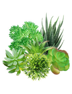 Plantas Suculentas Artificiales QUOZUO 6pcs Verdes 6-13cm