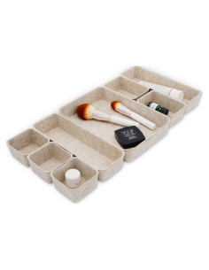 Organizador de Cajón de Escritorio Welaxy 8 Piezas Beige Avena