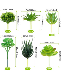 Plantas Suculentas Artificiales QUOZUO 6pcs Verdes 6-13cm 2