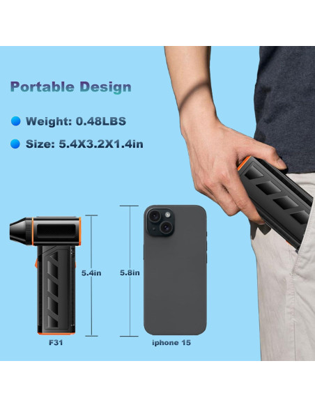 Soplador de Aire Comprimido CCV F31 3 Velocidades Recargable