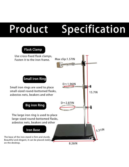 Soporte de Laboratorio Suprwin 40 cm con Abrazaderas