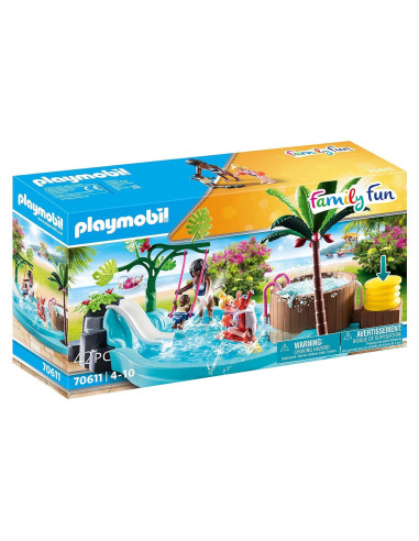Piscina Infantil PLAYMOBIL 70611 con Tobogán y Jacuzzi