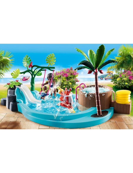 Piscina Infantil PLAYMOBIL 70611 con Tobogán y Jacuzzi