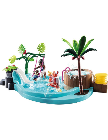 Piscina Infantil PLAYMOBIL 70611 con Tobogán y Jacuzzi