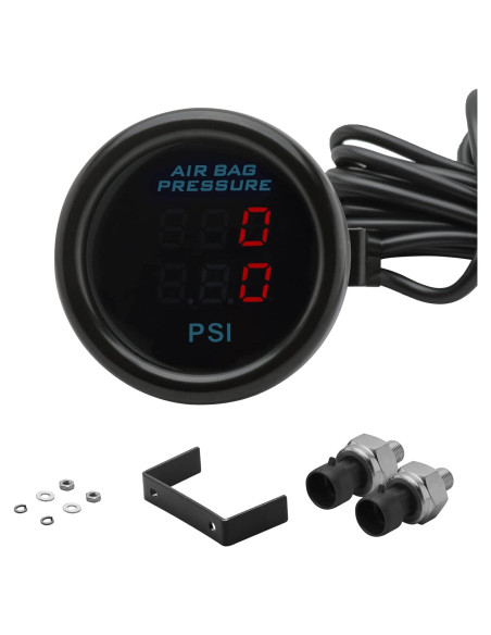 Manómetro Digital CNRAQR 52mm Doble Pantalla 0-15 Bar Rojo