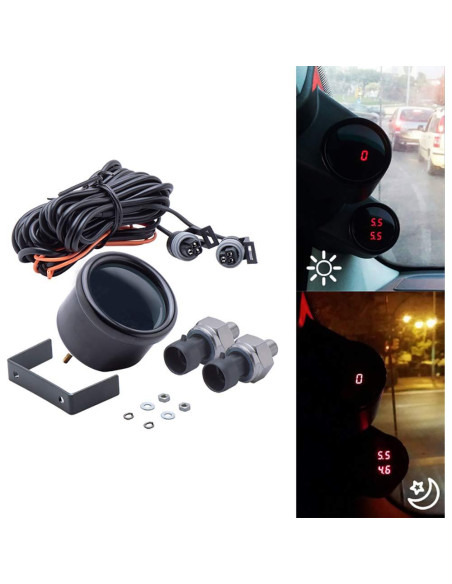 Manómetro Digital CNRAQR 52mm Doble Pantalla 0-15 Bar Rojo