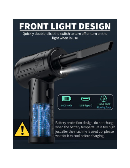 Soplador de Aire Comprimido Jicawz 3 Velocidades 95000RPM Soplador de Aire Comprimido Jicawz 3 Velocidades 95000RPM