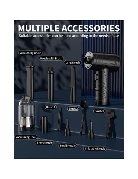 Soplador de Aire Comprimido Jicawz 3 Velocidades 95000RPM Soplador de Aire Comprimido Jicawz 3 Velocidades 95000RPM
