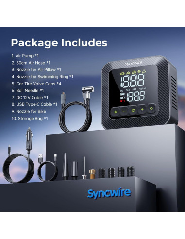 Compresor de Aire Portátil Syncwire Inflate 280 150 PSI