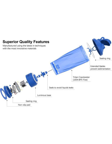 Botella de batido eléctrica VOLTRX 700 ml libre de BPA