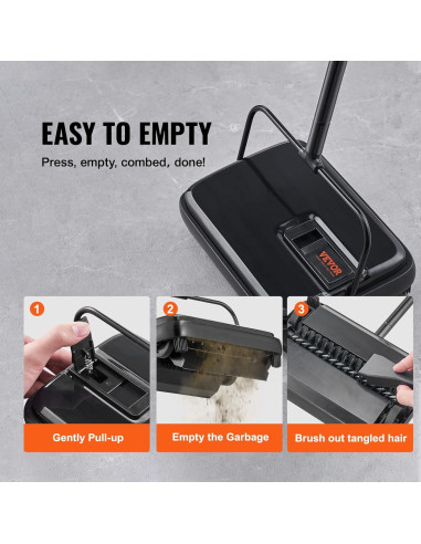 Barrendero Manual VEVOR para Alfombras - 0.82 kg, Negro