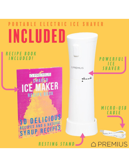 Máquina de Hielo Raspado PREMIUS - Inalámbrica, Ligera, Blanco