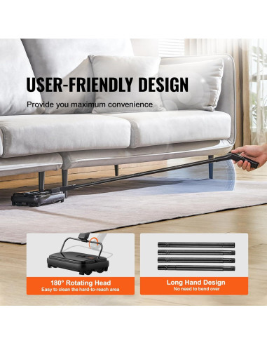 Barrendero Manual VEVOR para Alfombras - 0.82 kg, Negro