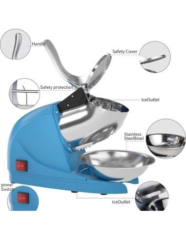 Máquina de Hielo Raspado Greatrue 380W 130kg/h Azul