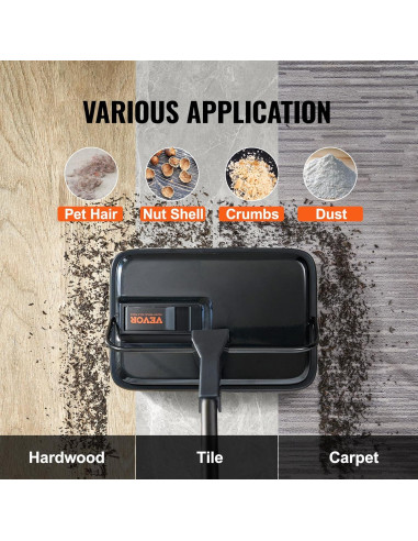 Barrendero Manual VEVOR para Alfombras - 0.82 kg, Negro
