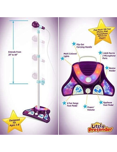 Karaoke para Niños Little Pretender con 2 Micrófonos y Luces