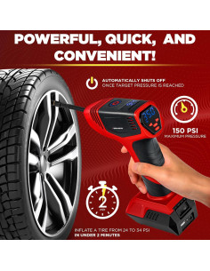 Inflador de Neumáticos BULLSEYE PRO 150 PSI Recargable USB 2