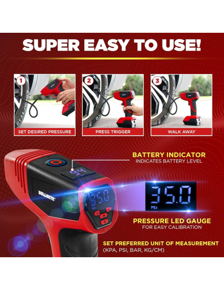 Inflador de Neumáticos BULLSEYE PRO 150 PSI Recargable USB