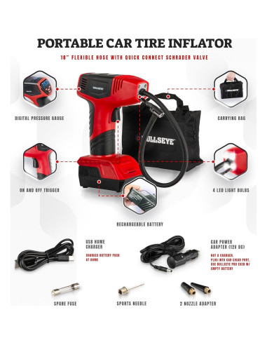 Inflador de Neumáticos BULLSEYE PRO 150 PSI Recargable USB