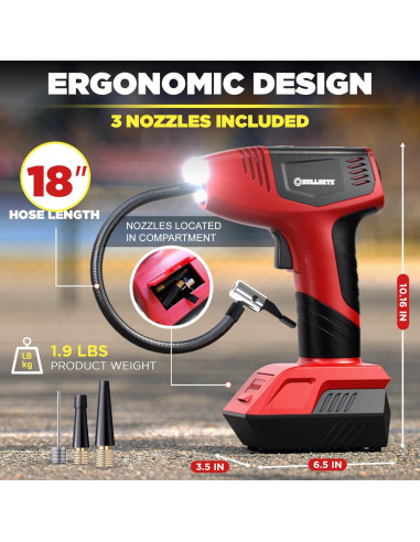 Inflador de Neumáticos BULLSEYE PRO 150 PSI Recargable USB