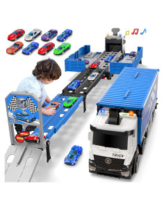 Camión Transportador de Juguete Diuerma con 8 Autos de Carrera